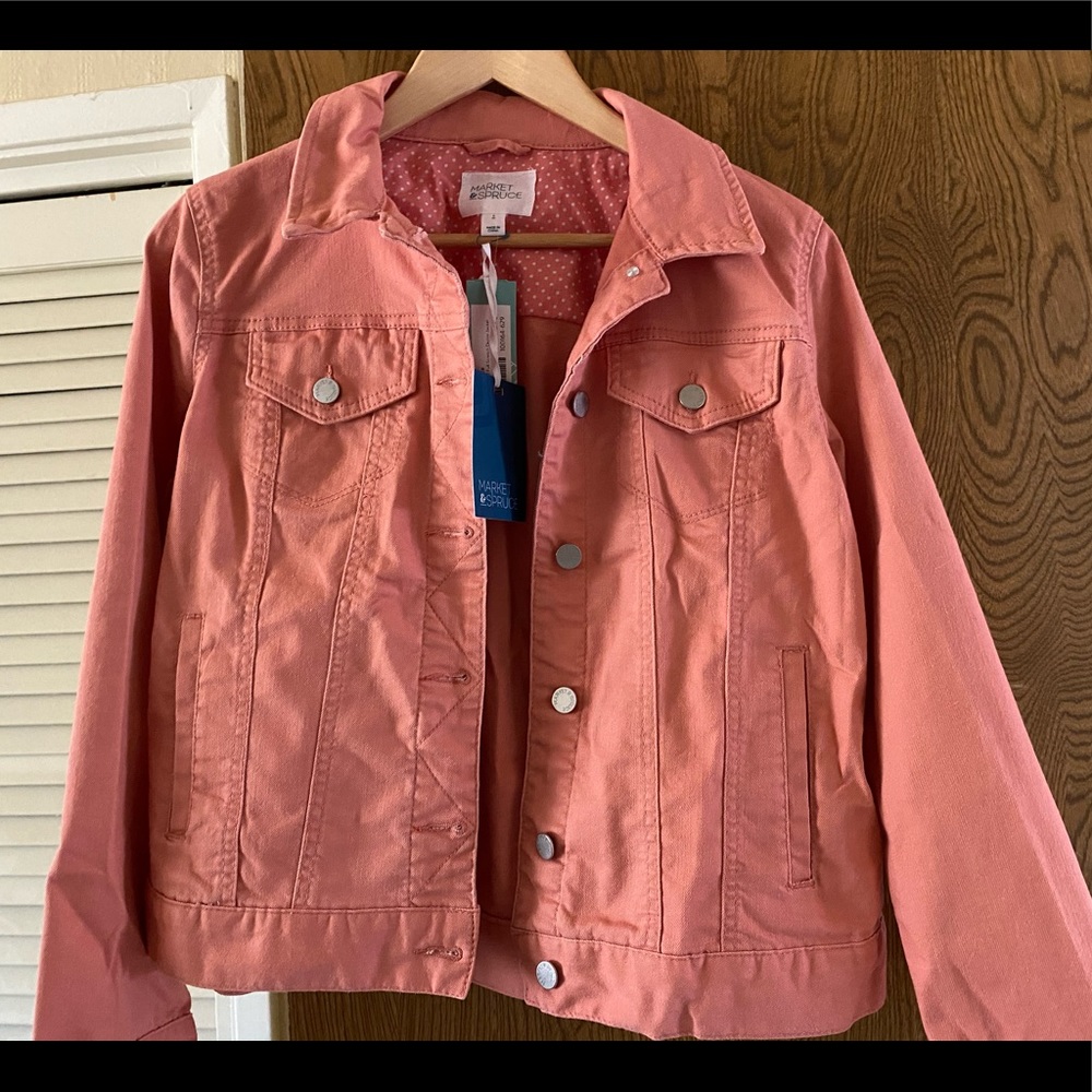NWT Market & Spruce Coral jean jacket, size L